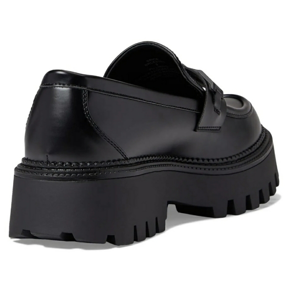 NIB - Steve Madden Womens Platform Loafer Shoes Slip On Faux-leather Black - Picture 6 of 9